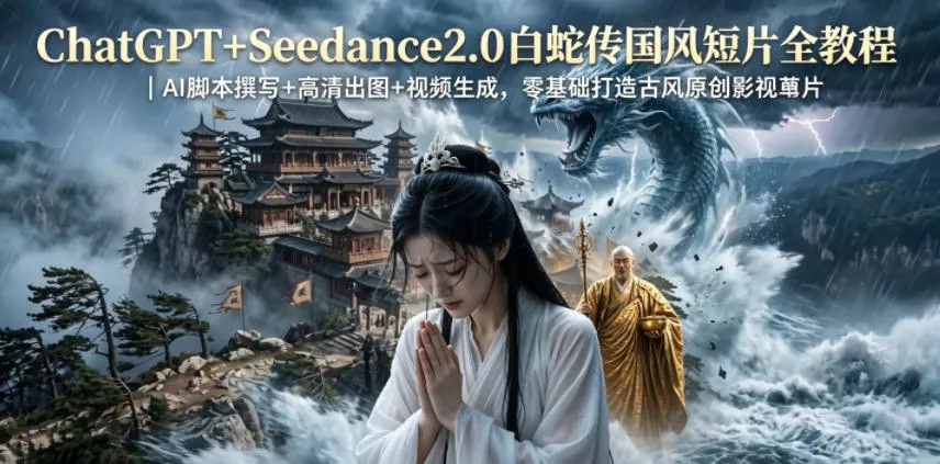 ChatGPT+Seedance2.0白蛇传国风短片全教程｜AI脚本撰写+高清出图+视频生成，零基础打造古风原创影视短片-泡泡网赚