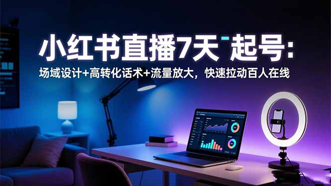 小红书直播7天起号：场域设计+高转化话术+流量放大，快速拉动百人在线-泡泡网赚