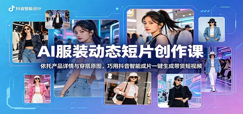 AI服装动态短片创作课：依托产品详情与穿搭原图，巧用抖音智能成片一键生成带货短视频-泡泡网赚