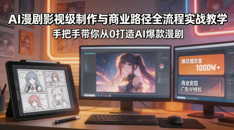 AI漫剧影视级制作与商业路径全流程实战教学，手带你从0打造AI爆款漫剧-泡泡网赚