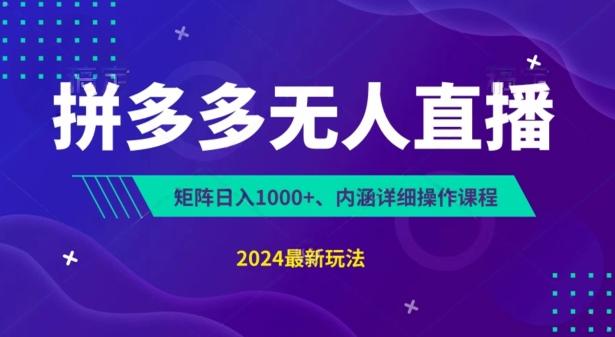 拼多多无人直播不封号，0投入，3天必起，无脑挂机，日入1k+【揭秘】-泡泡网赚
