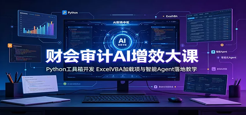 财会审计AI增效大课：Python工具箱开发，ExcelVBA加载项与智能Agent落地教学-泡泡网赚