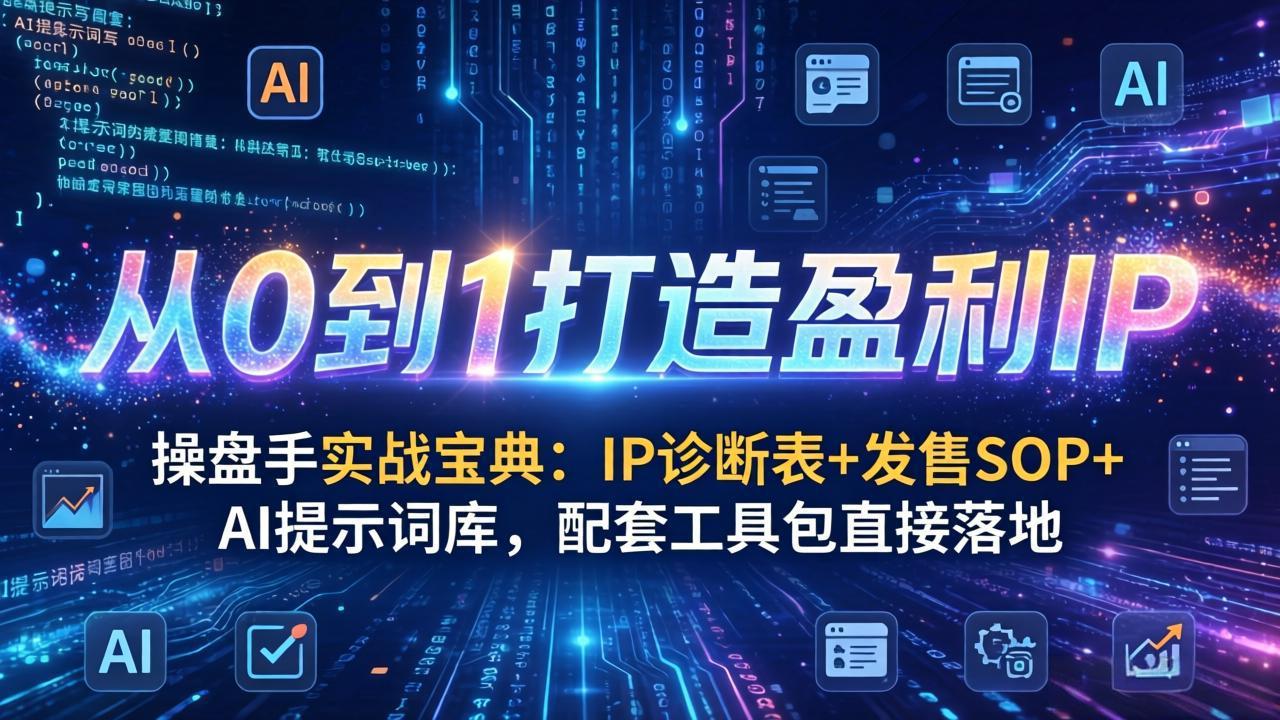操盘手实战宝典：IP诊断表+发售SOP+AI提示词库，配套工具包直接落地，从0到1打造盈利IP-泡泡网赚