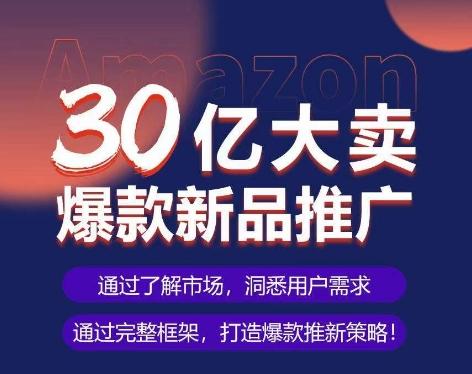 亚马逊·30亿大卖爆款新品推广，可复制、全程案例实操的爆款推新SOP-泡泡网赚
