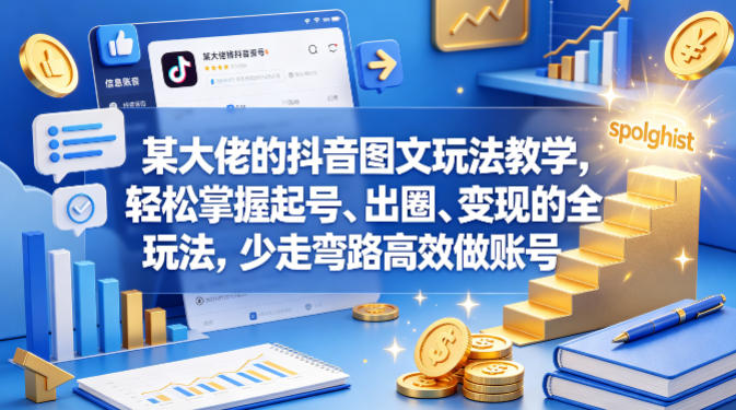 某大佬的抖音图文玩法教学，轻松掌握起号、出圈、变现的全套玩法，少走弯路高效做账号-泡泡网赚