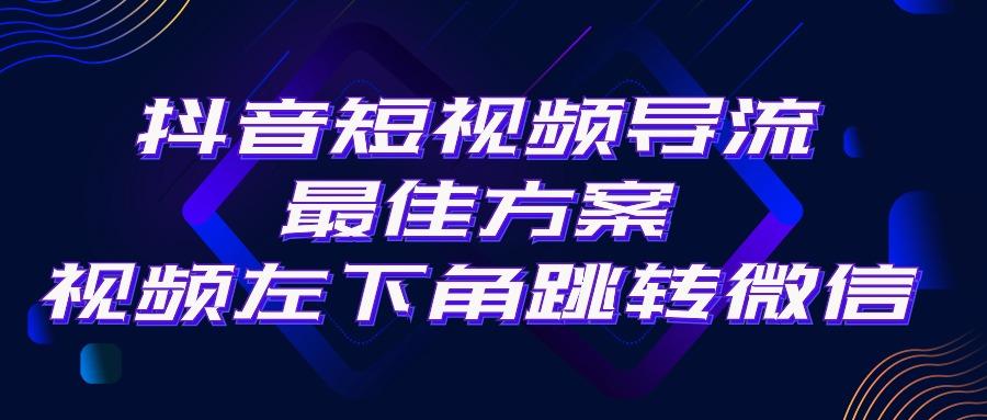 抖音短视频引流导流最佳方案，视频左下角跳转微信，外面500一单，利润200+-泡泡网赚