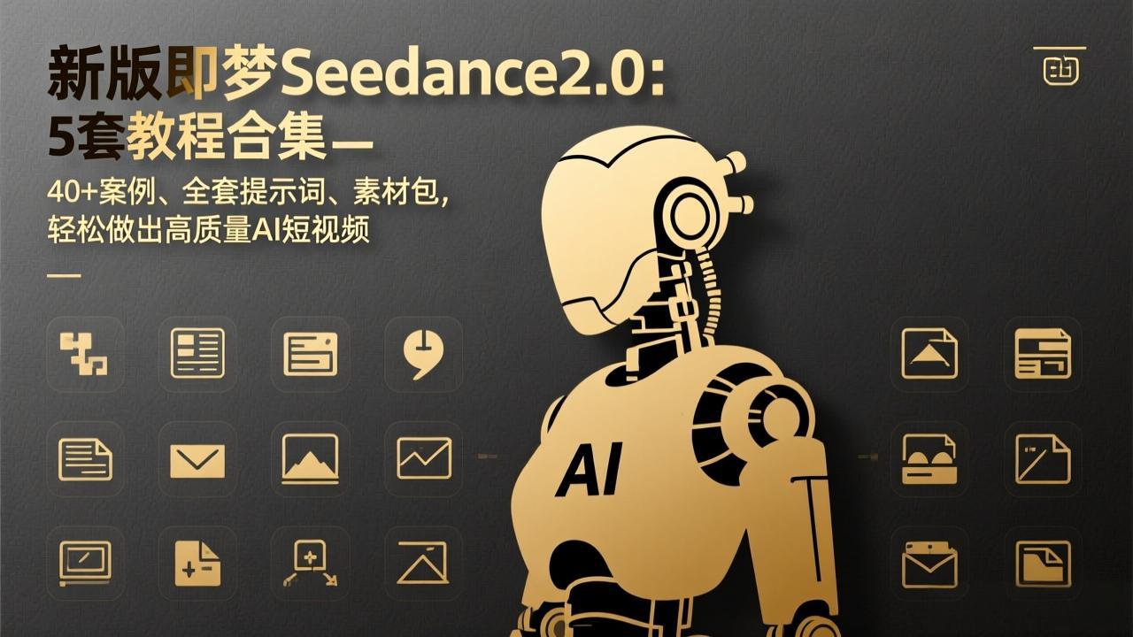 新版即梦Seedance2.0:5套教程合集,40+案例、全套提示词、素材包,轻松做出高质量AI短视频 新版即梦Seedance2.0:5套教程合集,40+案例、全套提示词、素材包,轻松做出高质量AI短视频