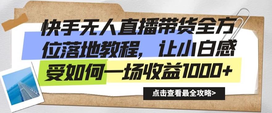 快手无人直播带货全方位落地教程，让小白感受如何一场收益1000+【揭秘】-泡泡网赚