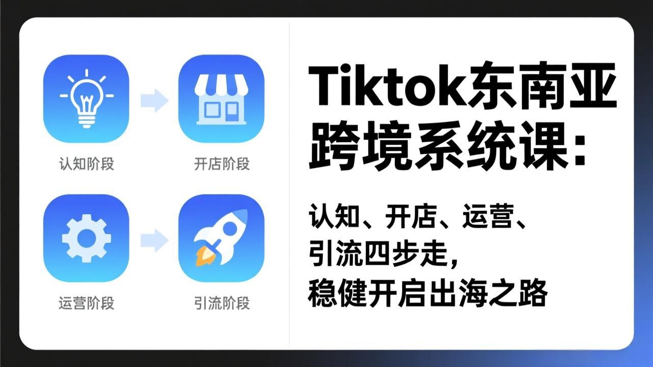 TikTok东南亚跨境系统课:认知、开店、运营、引流四步走,稳健开启出海之路 TikTok东南亚跨境系统课:认知、开店、运营、引流四步走,稳健开启出海之路