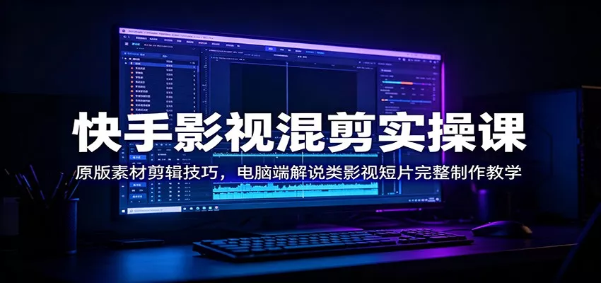 快手影视混剪实操课：原版素材剪辑技巧，电脑端解说类影视短片完整制作教学-泡泡网赚