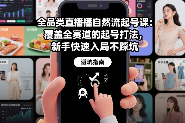 全品类直播自然流起号课：覆盖全赛道的起号打法，新手快速入局不踩坑-泡泡网赚
