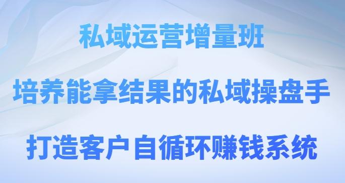 私域运营增量班，培养能拿结果的私域操盘手，打造客户自循环赚钱系统-泡泡网赚