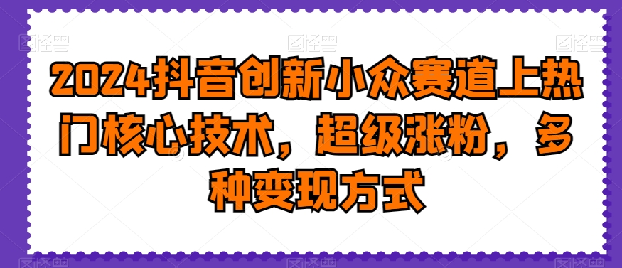 2024抖音创新小众赛道上热门核心技术，超级涨粉，多种变现方式【揭秘】-泡泡网赚