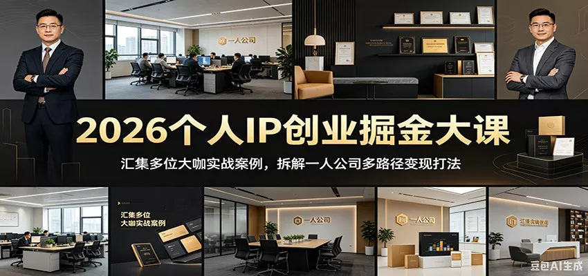 2026个人IP创业掘金大课：汇集多位大咖实战案例，拆解一人公司多路径变现打法-泡泡网赚