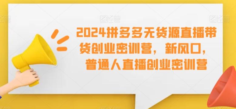 2024拼多多无货源直播带货创业密训营，新风口，普通人直播创业密训营-泡泡网赚