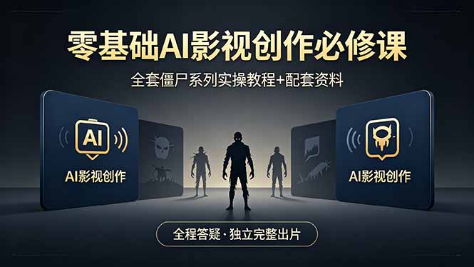 零基础AI影视创作必修课，全套僵尸系列实操教程加配套资料，全程答疑带你独立完整出片-泡泡网赚