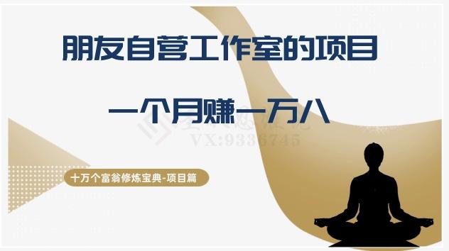 十万个富翁修炼宝典之16.朋友自营工作室的项目，一个月赚一万八-泡泡网赚