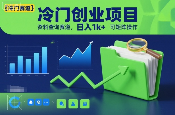 冷门创业项目，资料查询赛道，日入1k+，可矩阵操作-泡泡网赚