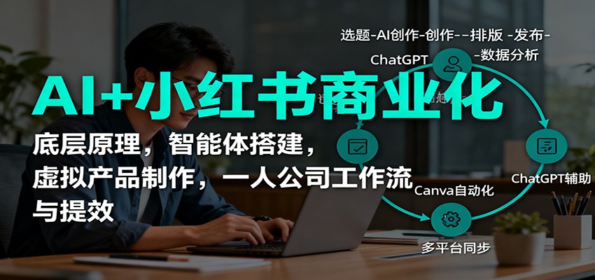 AI+小红书商业化，底层原理，智能体搭建，虚拟产品制作，一人公司工作流与提效-泡泡网赚