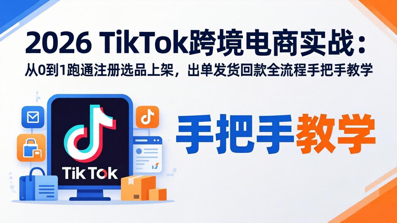 2026TikTok跨境电商实战：从0到1跑通注册选品上架，出单发货回款全流程手把手教学-泡泡网赚