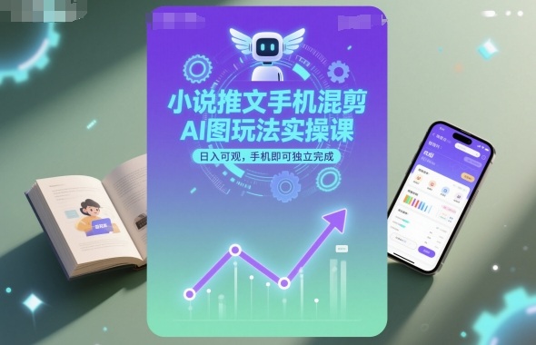 小说推文手机混剪AI图玩法实操课，日入可观，手机即可独立完成-泡泡网赚