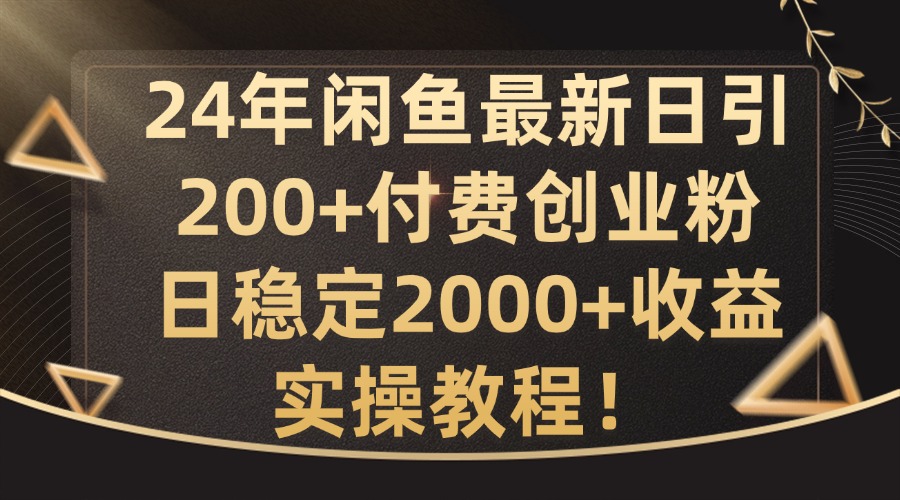 24年闲鱼最新日引200+付费创业粉日稳2000+收益，实操教程【揭秘】-泡泡网赚