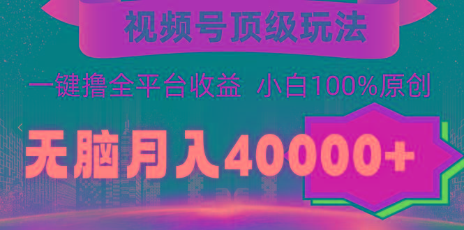 (9281期)视频号顶级玩法，无脑月入40000+，一键撸全平台收益，纯小白也能100%原创-泡泡网赚