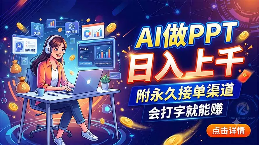 AI做PPT日入上千，附永久接单渠道，会打字就能赚-泡泡网赚