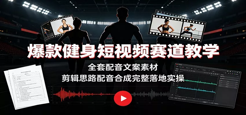 爆款健身短视频赛道教学：全套配音文案素材，剪辑思路配音合成完整落地实操-泡泡网赚