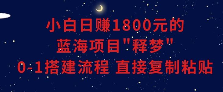 小白能日赚1800元的蓝海项目”释梦”0-1搭建流程可直接复制粘贴长期做【揭秘】-泡泡网赚