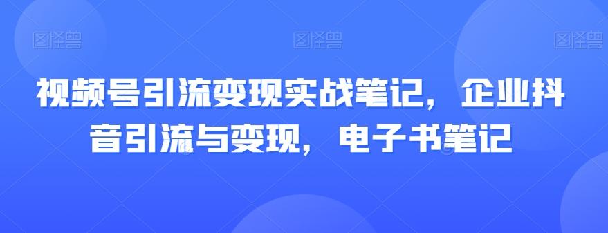 视频号引流变现实战笔记，企业抖音引流与变现，电子书笔记-泡泡网赚