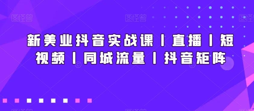 新美业抖音实战课丨直播丨短视频丨同城流量丨抖音矩阵-泡泡网赚