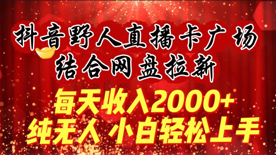 (9504期)每天收入2000+，抖音野人直播卡广场，结合网盘拉新，纯无人，小白轻松上手-泡泡网赚