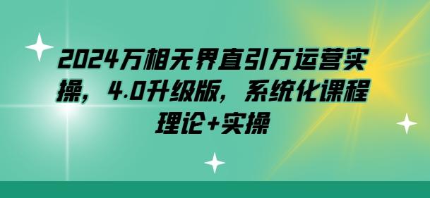 2024万相无界直引万运营实操，4.0升级版，系统化课程 理论+实操-泡泡网赚