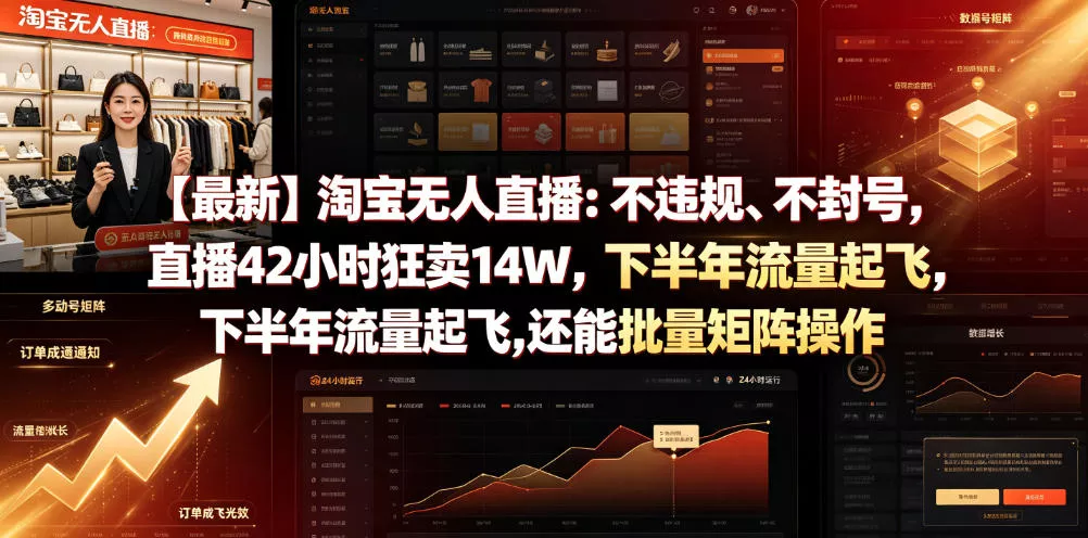 【最新】淘宝无人直播：不违规、不封号，直播42小时狂卖14W，下半年流量起飞，还能批量矩阵操作【揭秘】-泡泡网赚
