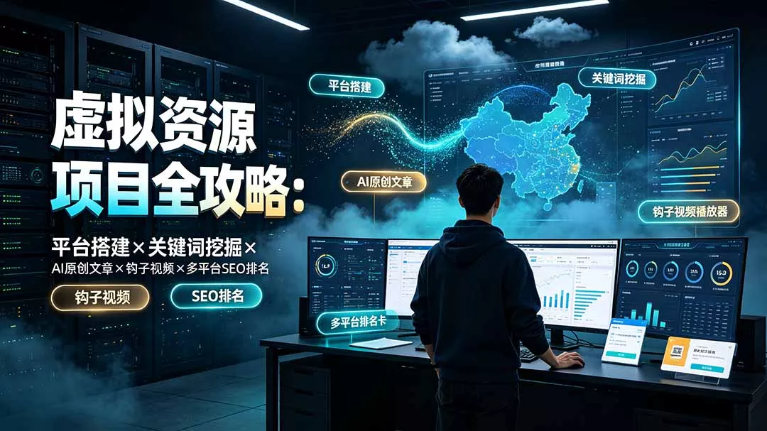 虚拟资源项目全攻略：平台搭建×关键词挖掘×AI原创文章×钩子视频×多平台SEO排名-泡泡网赚