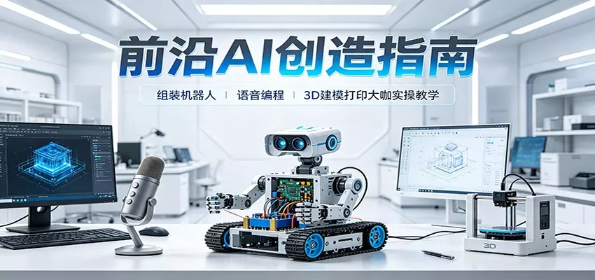 前沿AI创造指南：组装机器人、语音编程、3D建模打印大咖实操教学-泡泡网赚