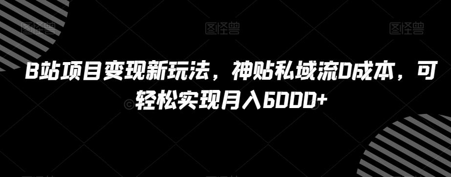 B站项目变现新玩法，神贴私域流0成本，可轻松实现月入6000+【揭秘】-泡泡网赚