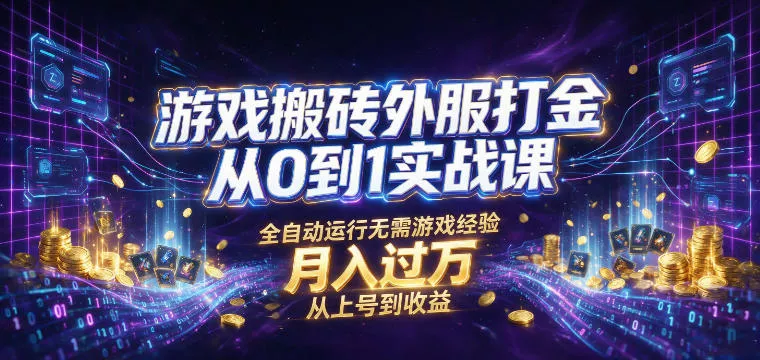 游戏搬砖外服打金从0到1实战课，从上号到收益，全自动运行无需游戏经验，月入过1W【揭秘】-泡泡网赚