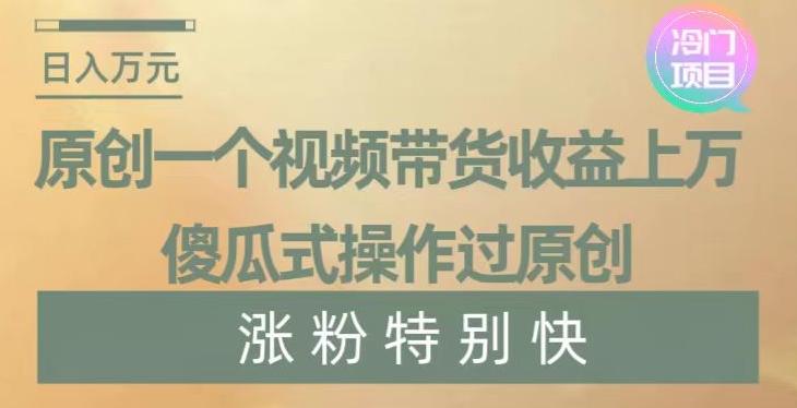 原创一个视频带货收益上万，傻瓜式操作过原创，几分钟做一个视频涨粉特别快【揭秘】-泡泡网赚