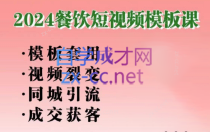 美丽老师·2024餐饮短视频摸版课-泡泡网赚