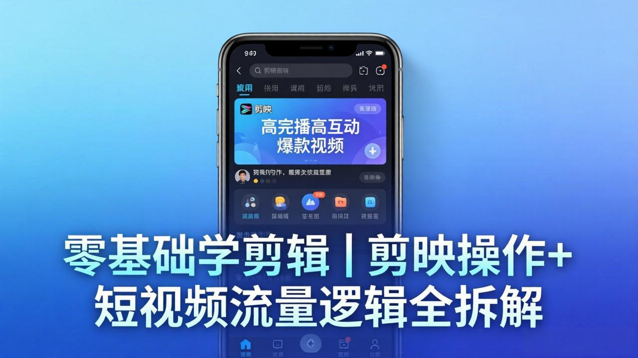 【零基础学剪辑】剪映操作+短视频流量逻辑全拆解｜手把手教你剪出高完播高互动爆款视频-泡泡网赚