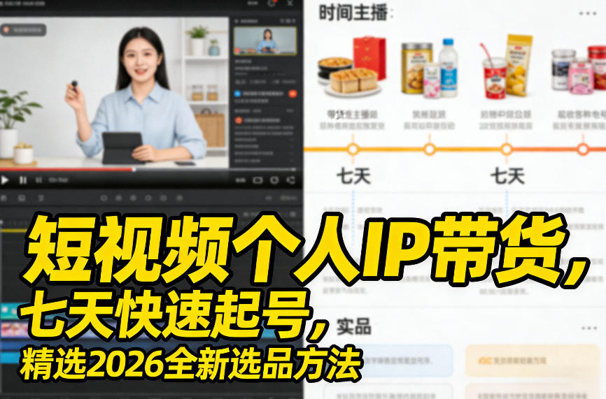 短视频个人IP带货，七天快速起号，精选2026全新选品方法-泡泡网赚