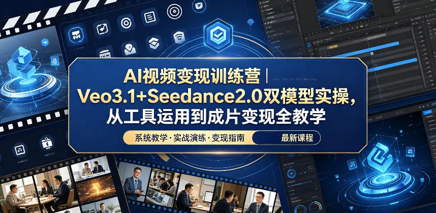 AI视频变现训练营｜Veo3.1+Seedance2.0双模型实操，从工具运用到成片变现全教学-泡泡网赚
