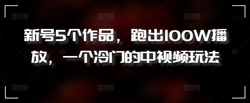 新号5个作品，跑出100W播放，一个冷门的中视频玩法【揭秘】-泡泡网赚