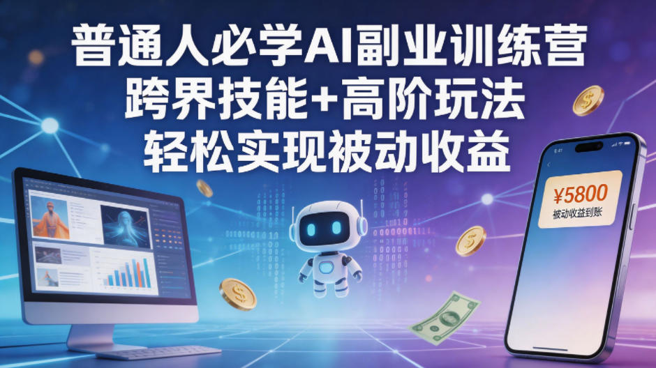 普通人必学AI副业训练营跨界技能+高阶玩法轻松实现被动收益-泡泡网赚