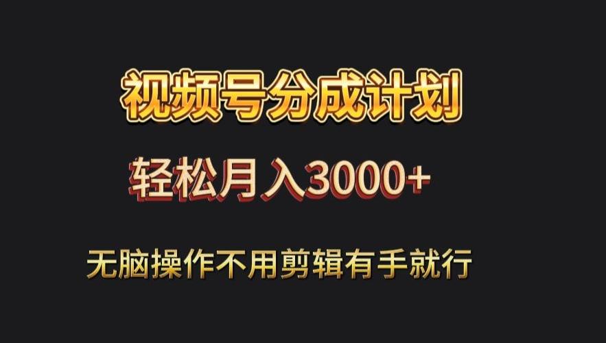 视频号流量分成，不用剪辑，有手就行，轻松月入2000+-泡泡网赚