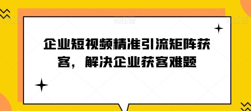 企业短视频精准引流矩阵获客，解决企业获客难题-泡泡网赚