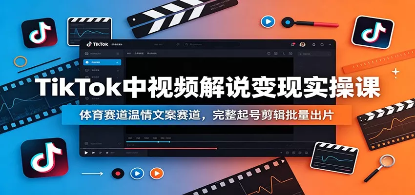 TikTok中视频解说变现实操课：体育赛道温情文案赛道，完整起号剪辑批量出片-泡泡网赚