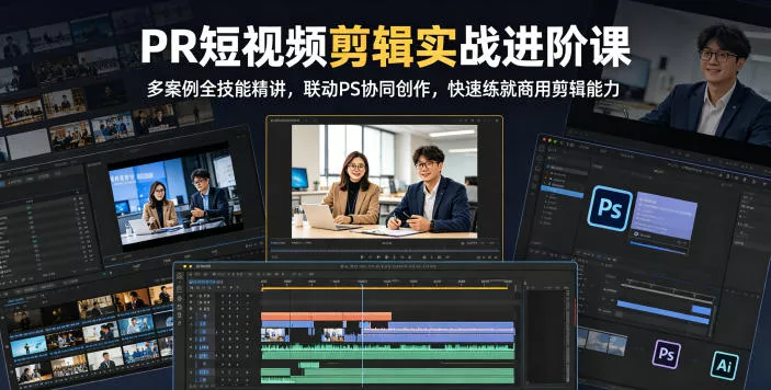 PR短视频剪辑实战进阶课，多案例全技能精讲，联动PS协同创作，快速练就商用剪辑能力-泡泡网赚